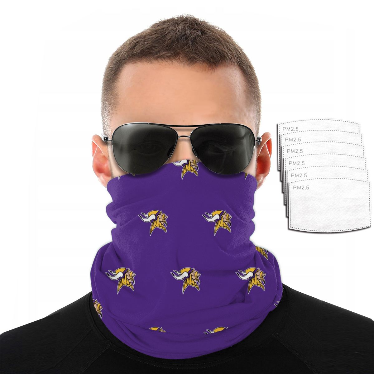 Reusble Mouth Cover Bandanas Minnesota Vikings Variety Head Scarf Face Mask With PM 2.5 Filter