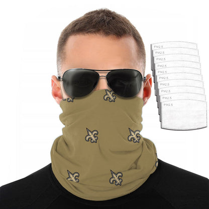 Reusble Mouth Cover Bandanas New Orleans Saints Variety Head Scarf Face Mask With PM 2.5 Filter