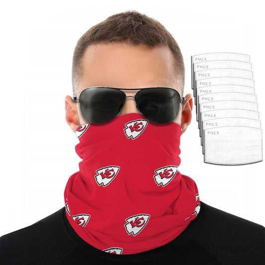 Reusble Mouth Cover Bandanas Kansas City Chiefs Variety Head Scarf Face Mask With PM 2.5 Filter