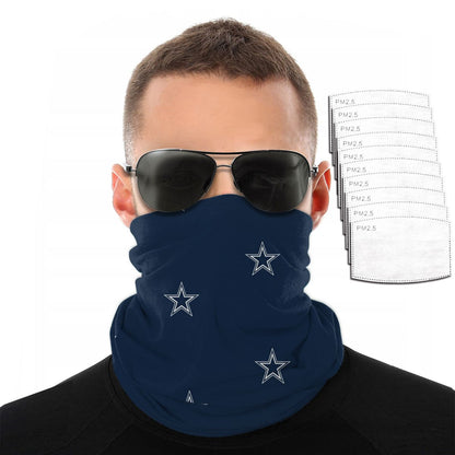 Reusble Mouth Cover Bandanas Dallas Cowboys Variety Head Scarf Face Mask With PM 2.5 Filter