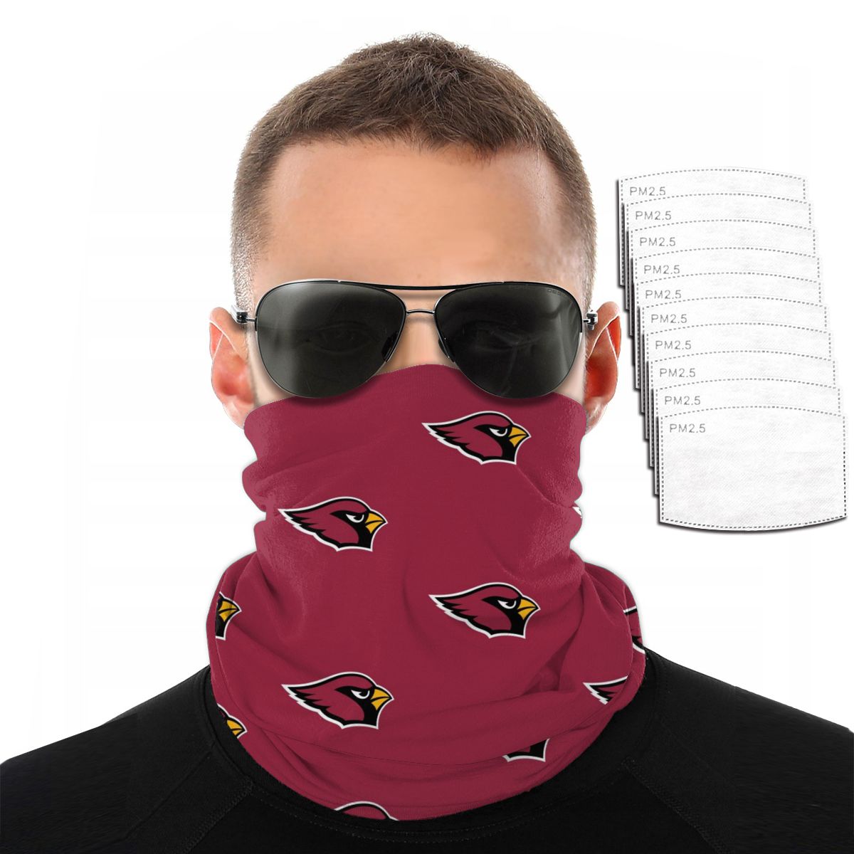 Reusble Mouth Cover Bandanas Arizona Cardinals Variety Head Scarf Face Mask With PM 2.5 Filter