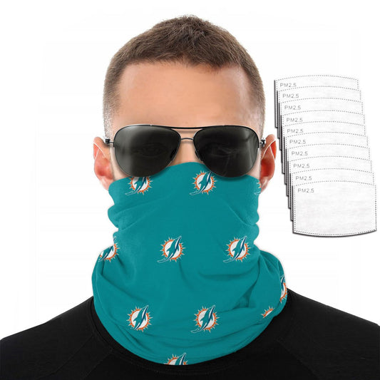 Reusble Mouth Cover Bandanas Miami Dolphins Variety Head Scarf Face Mask With PM 2.5 Filter