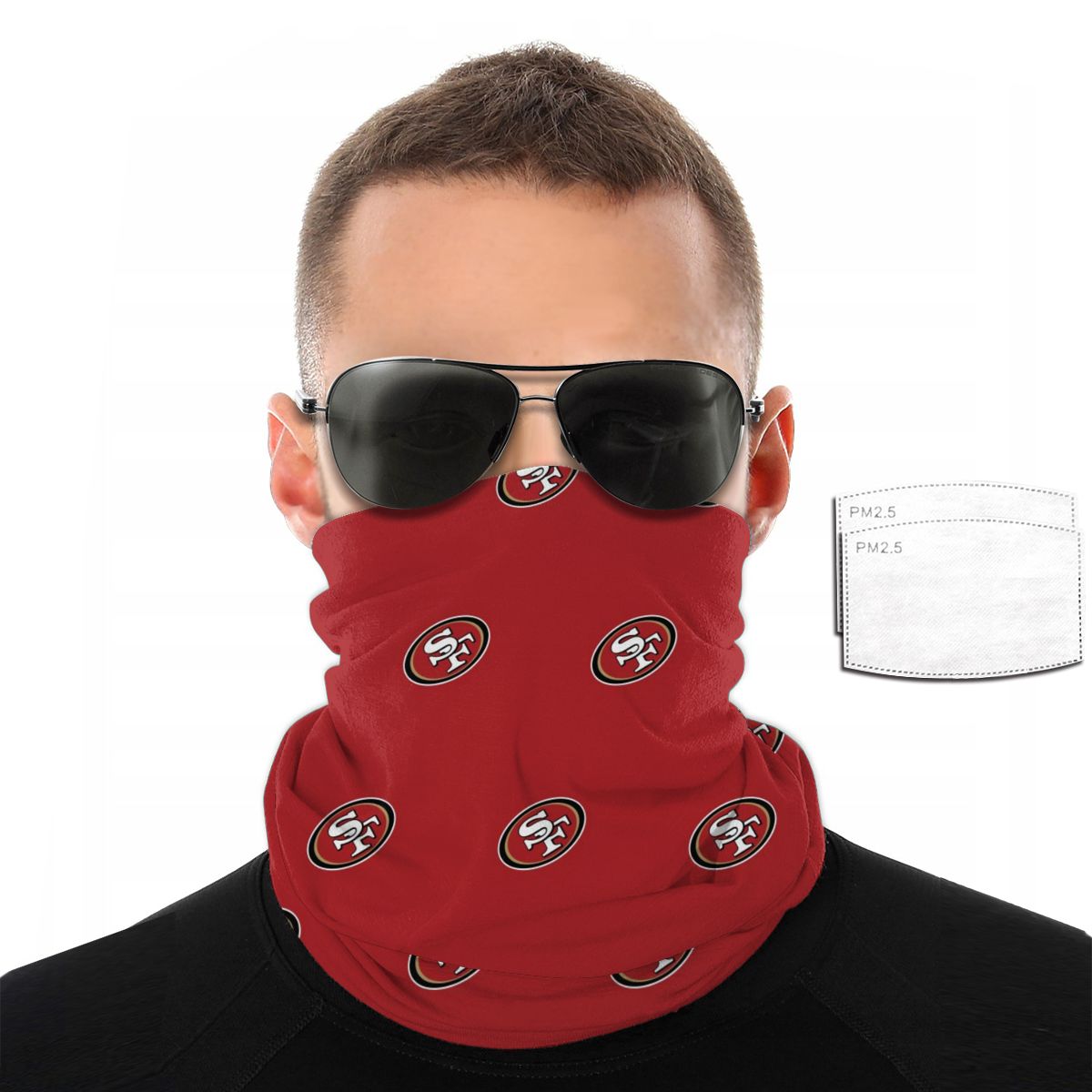 Reusble Mouth Cover Bandanas San Francisco 49ers Variety Head Scarf Face Mask With PM 2.5 Filter