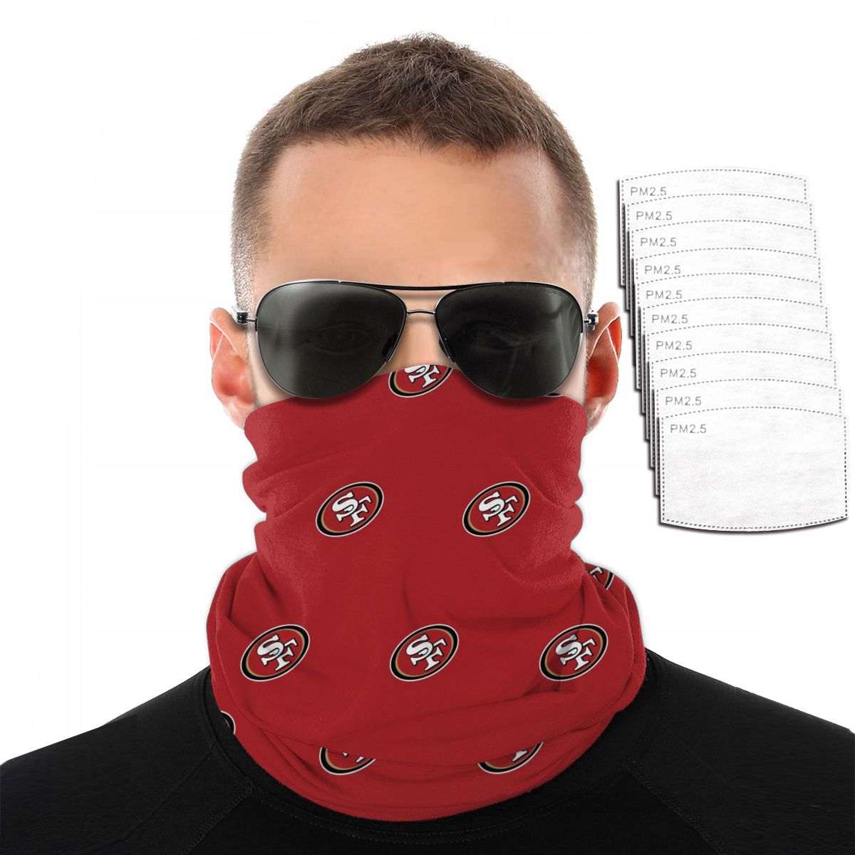 Reusble Mouth Cover Bandanas San Francisco 49ers Variety Head Scarf Face Mask With PM 2.5 Filter
