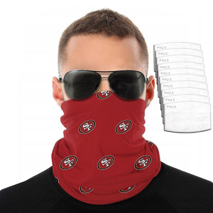 Reusble Mouth Cover Bandanas San Francisco 49ers Variety Head Scarf Face Mask With PM 2.5 Filter