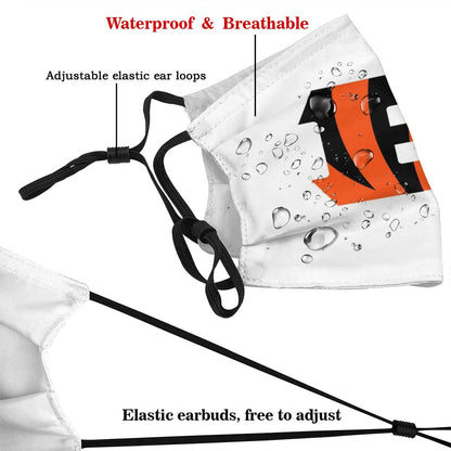 White Print Football Personalized Cincinnati Bengals Adult Dust Mask With PM 2.5 Filters