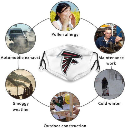 Print Football Personalized White Atlanta Falcons Adult Face Mask With PM 2.5 Filters