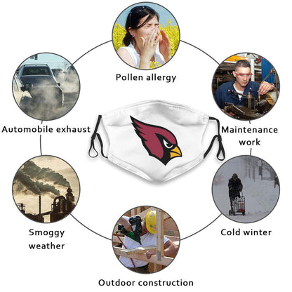 Print Football Personalized White Arizona Cardinals Adult Face Mask With Filters PM 2.5