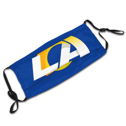 Print Football Personalized Blue Los Angeles Rams Adult Dust Face Mask With Filters PM 2.5