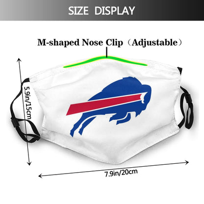 Print Football Personalized White Buffalo Bills Adult Dust Mask With Filters PM 2.5