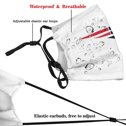 Print Football Personalized White New England Patriots Adult Dust Mask With Filters PM 2.5