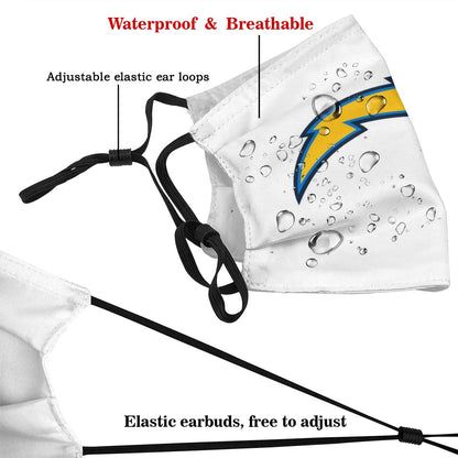 Print Football Personalized Los Angeles Chargers White Face Mask With PM 2.5 Filter