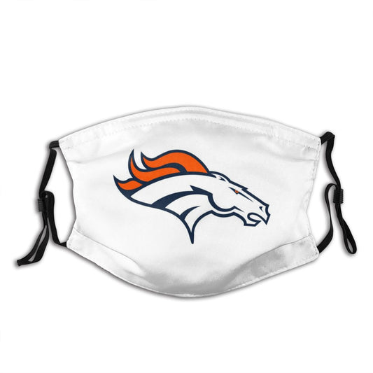 White Print Football Personalized Denver Broncos Adult Dust Mask With Filters PM 2.5