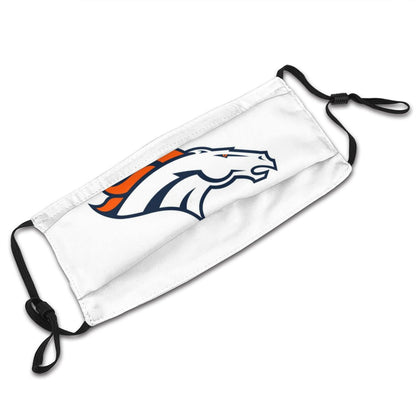 White Print Football Personalized Denver Broncos Adult Dust Mask With Filters PM 2.5