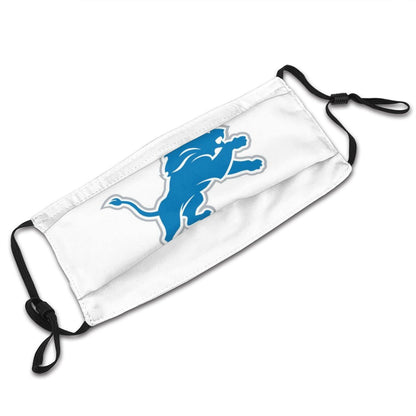 White Print Football Personalized Detroit Lions Adult Dust Mask With Filters PM 2.5