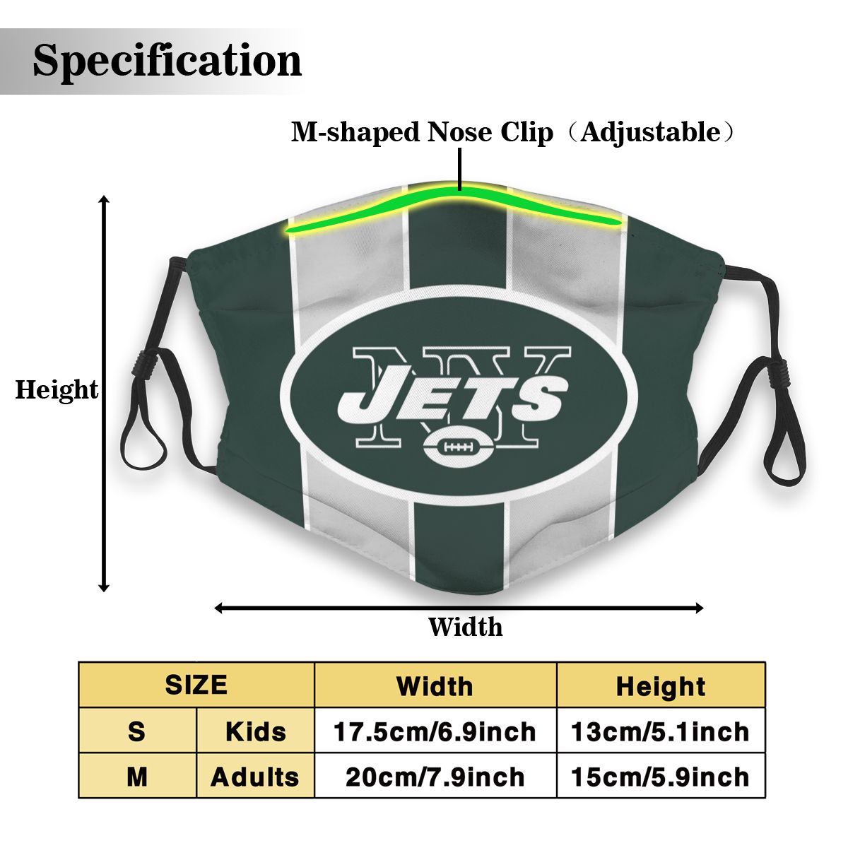 Custom Football Personalized NY.Jet 01-Green Dust Face Mask With Filters PM 2.5