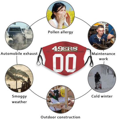 Personalized San Francisco 49ers Custom Any Number Face Mask Red With Filters