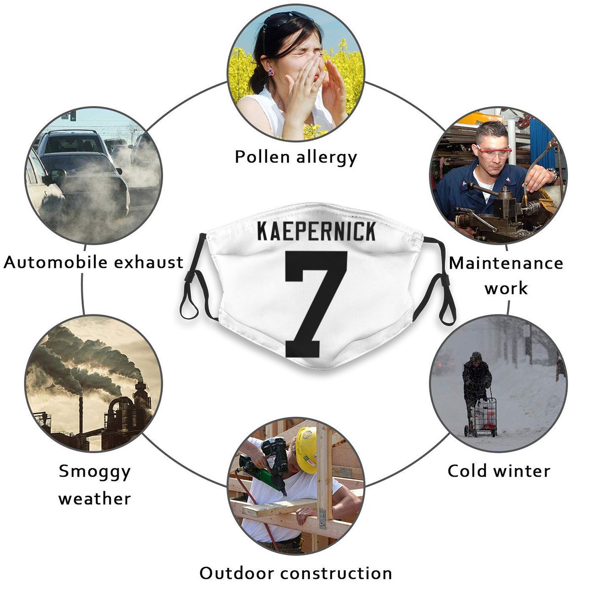 Personalized # IMWITHKAP #7 Colin Kaepernick White Face Mask With Filter