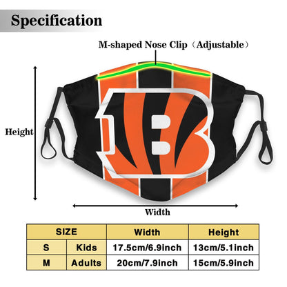 Custom Football Personalized C.Bengal 01-Black Dust Face Mask With Filters PM 2.5