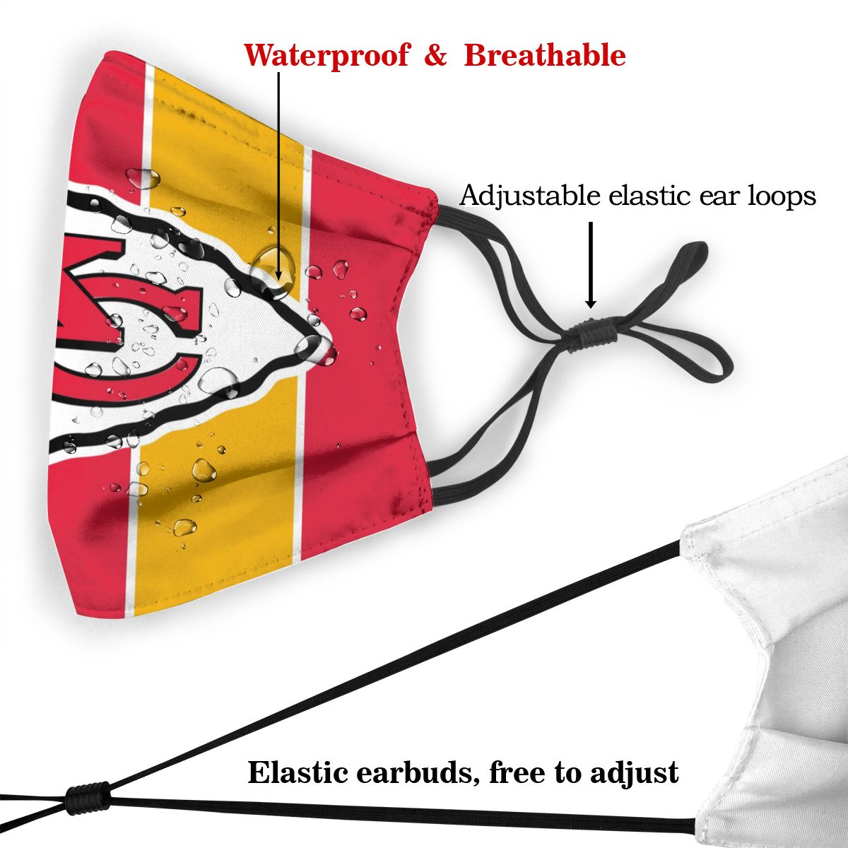 Custom Football Personalized KC.Chief 01-Red Dust Face Mask With Filters PM 2.5