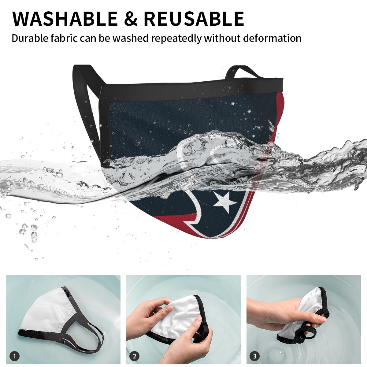 Custom Football Personalized Houston Texans Dust Face Mask With Filters PM 2.5