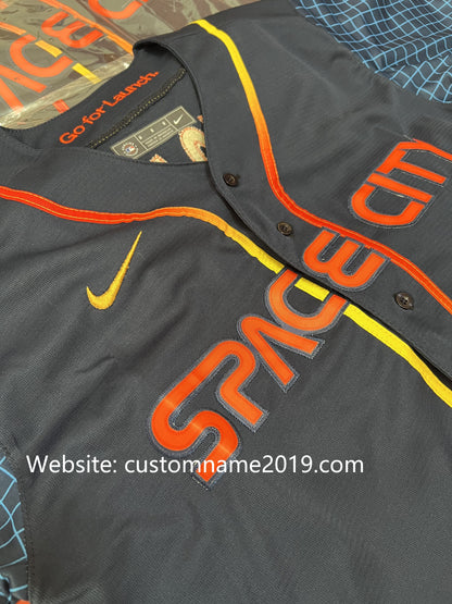 Baseball Jerseys New Houston Astros 27 Jose Altuve Navy Stitched 2022 Space City Connect Jerseys