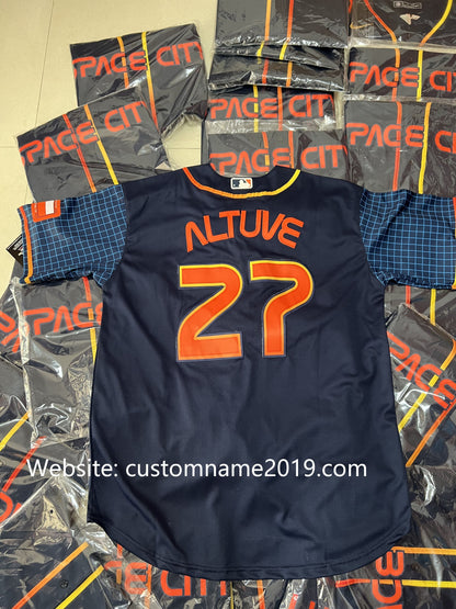 Custom Baseball Jerseys New Houston Astros Navy Stitched 2022 Space City Connect Jersey Elite