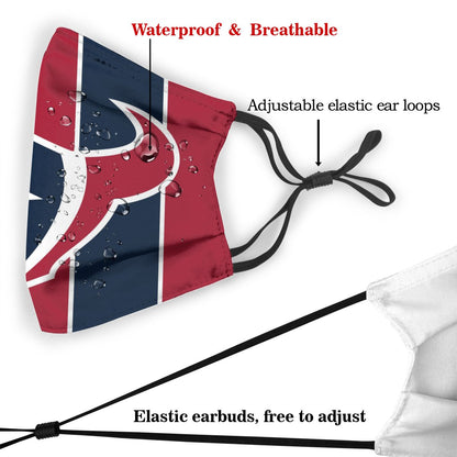 Custom Football Personalized H.Texan 01- Red Dust Face Mask With Filters PM 2.5