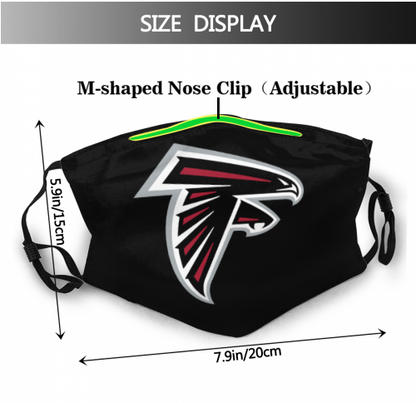 Print Football Personalized Atlanta Falcons Adult Dust Mask With PM 2.5 Filters Black