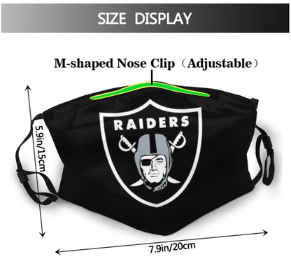 Print Football Personalized Oakland Raiders Adult Dust Mask Black With PM 2.5 Filter
