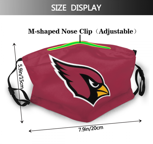 4 Pack Football Personalized Arizona Cardinals Adult Face Mask With Filters PM 2.5