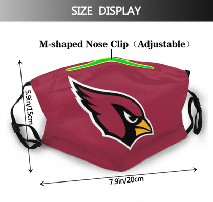 4 Pack Football Personalized Arizona Cardinals Adult Face Mask With Filters PM 2.5
