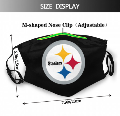 Print Football Personalized Pittsburgh Steelers Adult Dust Mask With Filters PM 2.5 Activated