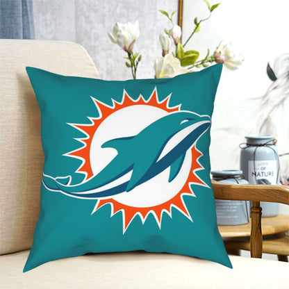 Custom Decorative Football Pillow Case Miami Dolphins Aqua Pillowcase Personalized Throw Pillow Covers