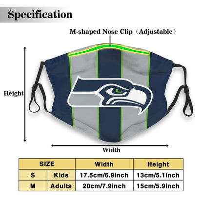 Custom Football Personalized S.Seahawk 01- Navy Dust Face Mask With Filters PM 2.5