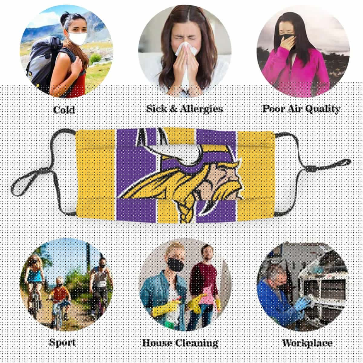 Custom Football Personalized MN. Viking 01- Yellow Dust Face Mask With Filters PM 2.5
