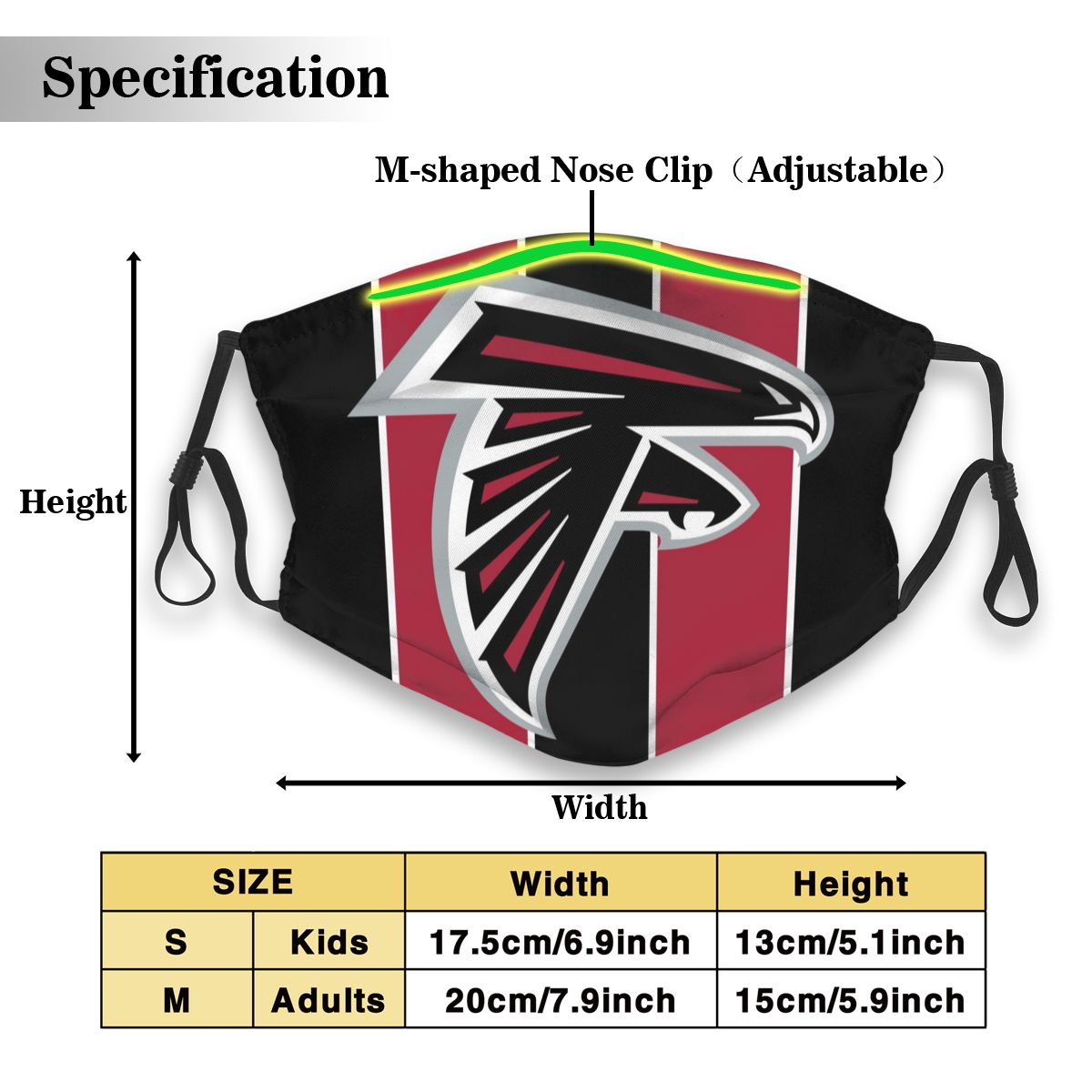 Custom Football Personalized GA.Falcon 01- Black Dust Face Mask With Filters PM 2.5