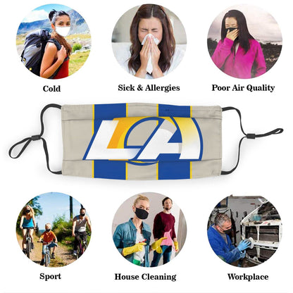 Custom Football Personalized LA.Ram 01-Grey Dust Face Mask With Filters PM 2.5