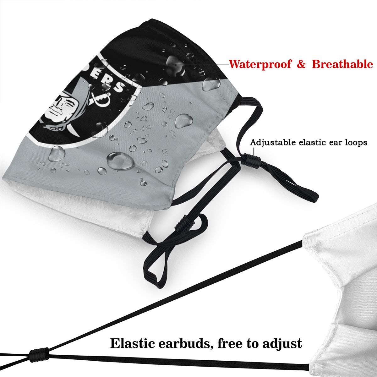 Custom Football Personalized Las Vegas Raiders Dust Face Mask With Filters PM 2.5