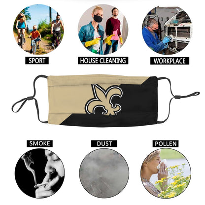 Custom Football Personalized New Orleans Saints Dust Face Mask With Filters PM 2.5