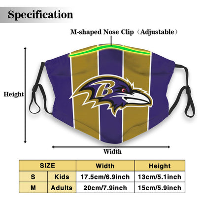 Custom Football Personalized B.Raven 01- Purple Dust Face Mask With Filters PM 2.5