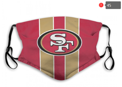 Print Dust Masks Fashion Football Personalized San Francisco 49ers Black Face Mask  45