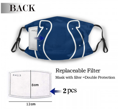 Print Football Personalized Indianapolis Colts Adult Dust Mask With Filters