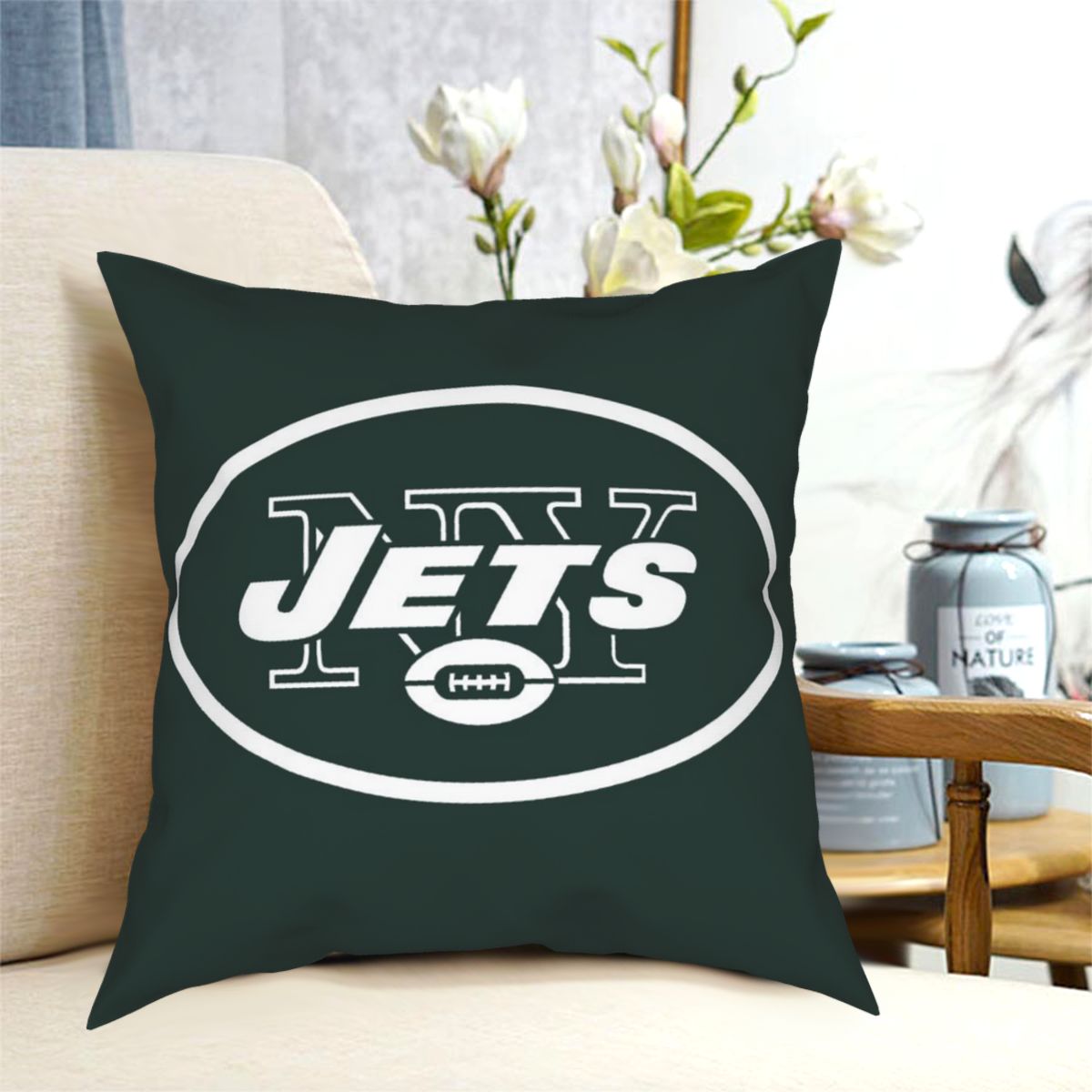 Custom Decorative Football Pillow Case New York Jets Green Pillowcase Personalized Throw Pillow Covers