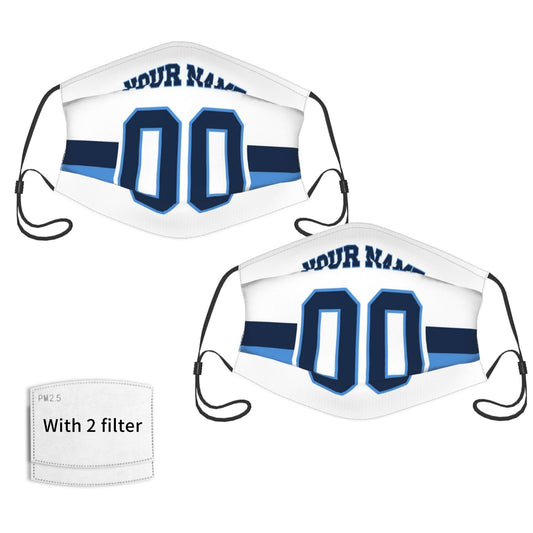 2-Pack Tennessee Titans Face Covering Football Team Decorative Adult Face Mask With Filters PM 2.5 White