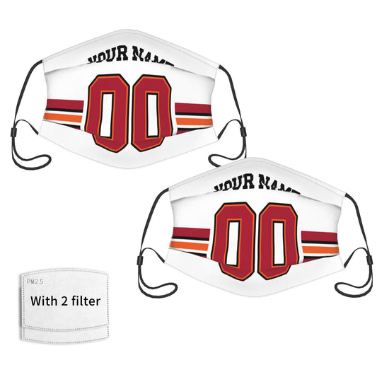 2-Pack Tampa Bay Buccaneers Face Covering Football Team Decorative Adult Face Mask With Filters PM 2.5 White