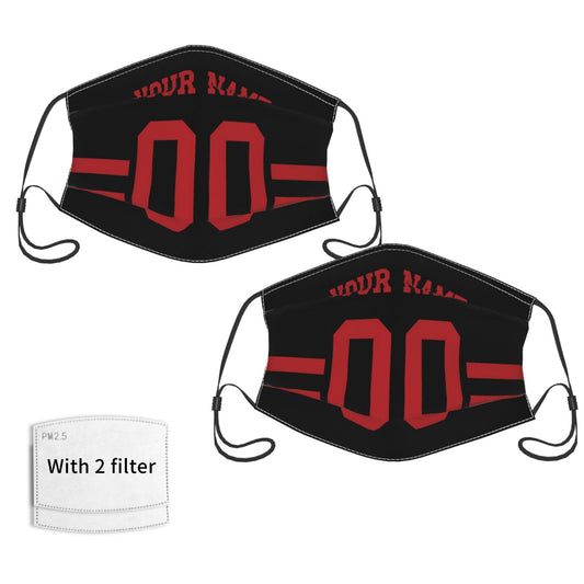 2-Pack San Francisco 49ers Face Covering Football Team Decorative Adult Face Mask With Filters PM 2.5 Black