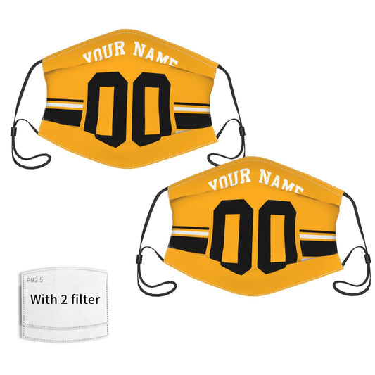 2-Pack Pittsburgh Steelers Face Covering Football Team Decorative Adult Face Mask With Filters PM 2.5 Gold