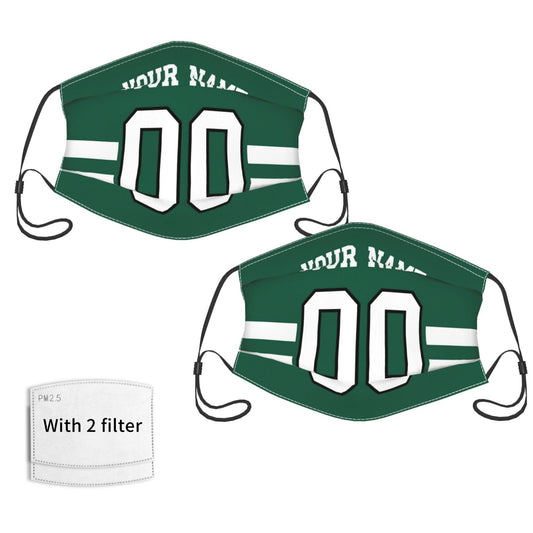 2-Pack New York Jets Face Covering Football Team Decorative Adult Face Mask With Filters PM 2.5 Green