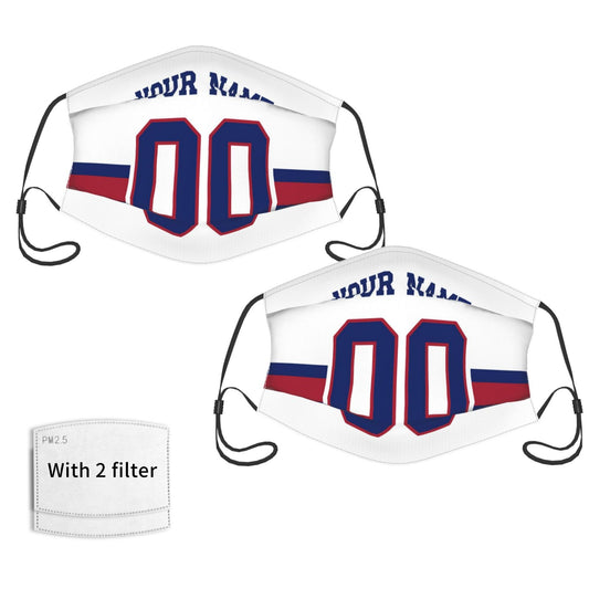 2-Pack New York Giants Face Covering Football Team Decorative Adult Face Mask With Filters PM 2.5 White Royal
